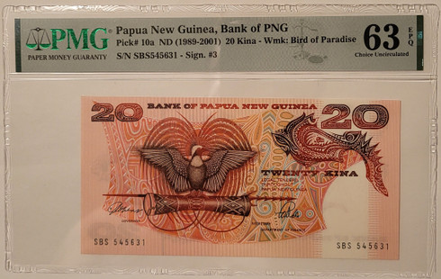 Papua New Guinea 20 kina bank note 63 epq pmg a