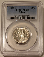 1976 s Washington bicentennial silver quarter ms68 pcgs a