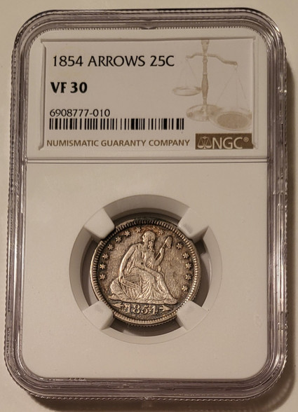 1854-seated-liberty-quarter-arrows-vf30-ngc-a