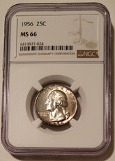 1956 Washington quarter ms66 ngc obv toned a