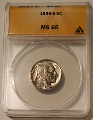 1936 s Buffalo nickel MS65 ANACS a
