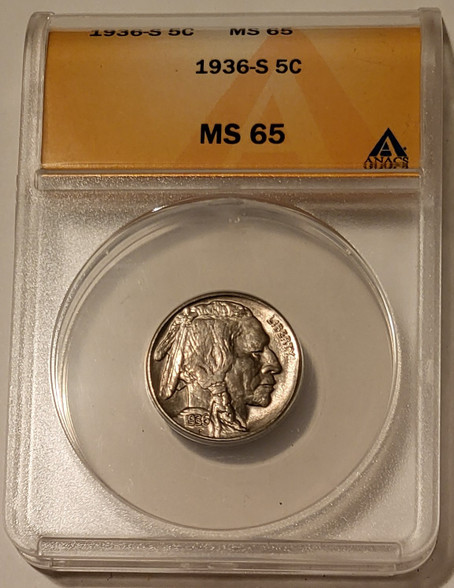 1936 s Buffalo nickel MS65 ANACS a