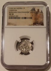 Austria Carinthia Spanheim 1202 silver pfennig au58 ngc a