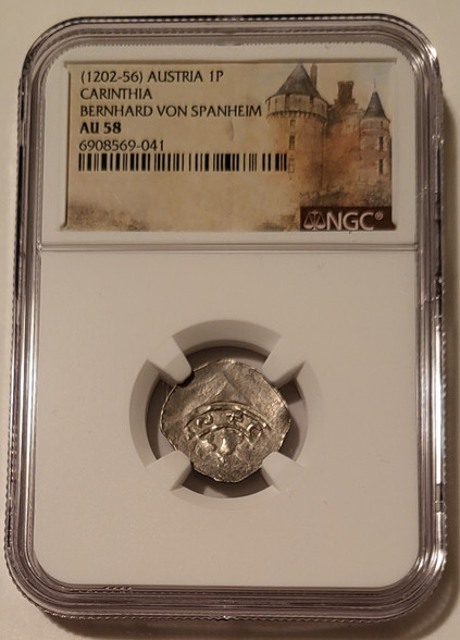 Austria Carinthia Spanheim 1202 silver pfennig au58 ngc a