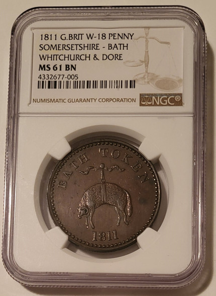 Great Britain 1811 penny token bath ms61 bn ngc a