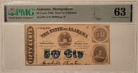 Civil war era Alabama 1863 50 cents note 63 pmg a