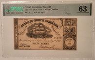Civil War North Carolina 50 cents note 63 pmg a