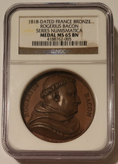 France 1818 medal Roger Bacon ms65 bn ngc a