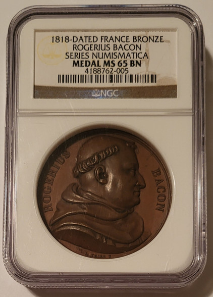 France 1818 medal Roger Bacon ms65 bn ngc a