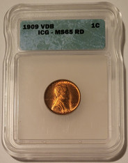 1909 vdb Lincoln wheat cent ms65 red icg a