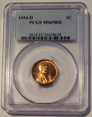 1954 d Lincoln wheat cent ms65 red pcgs a