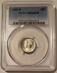 1945 d Mercury dime ms66 fb pcgs lp a