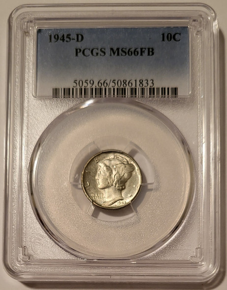 1945 d Mercury dime ms66 fb pcgs lp a
