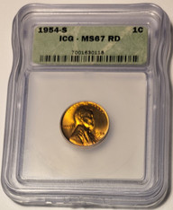 1954 s Lincoln wheat cent ms67 red icg a