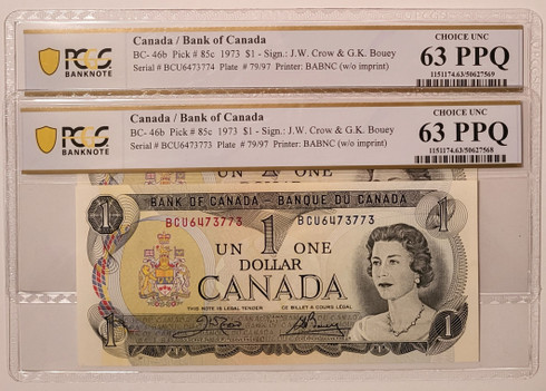 Canada 2 1973 dollars 63 ppq pcgs a