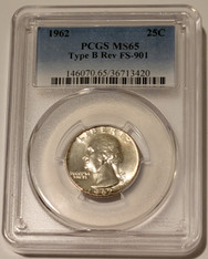 1962-Washington quarter type b reverse ms65-pcgs a