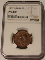 Great Britain 1937 1/2 penny pf64 bn ngc a
