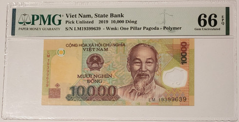 Vietnam 2019 10000 dong bank note 66 epq pmg a