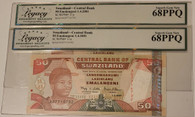Swaziland 2 consecutive notes 2001 50 emalangeni 68 ppq legacy a