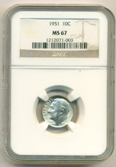 1951 Roosevelt Dime MS67 NGC