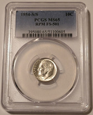 1954 S/S Roosevelt Dime RPM-501 MS65 PCGS
