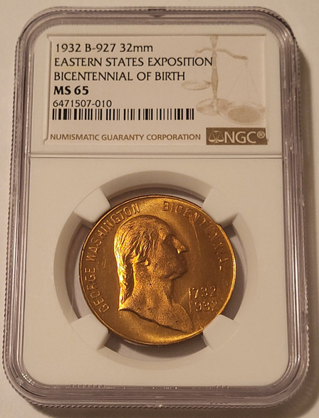 1932 eas expo washington birth medal b927 ms65 ngc a
