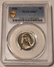 PCGS 1950 Jefferson nickel pr67 gsh low-proof mintage a
