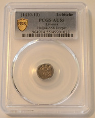 livonia-1410-13-dorpat-lubische-au50-pcgs-a