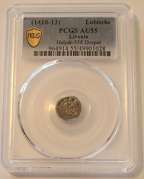 livonia-1410-13-dorpat-lubische-au50-pcgs-a