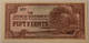 Malaya Japanese Occupation WWII 50 cents note 63 pcgs currency c