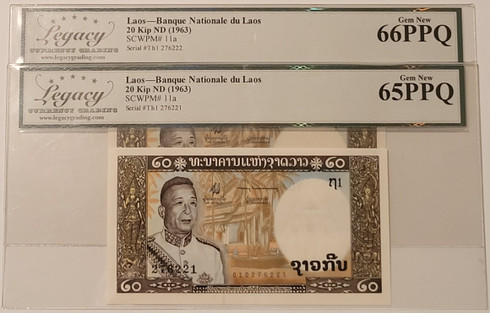 Loas 2 1963 bank notes consecutive serials 65 ppq legacy a