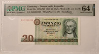 East Germany 1986 20 Mark bank note 64 epq pmg a