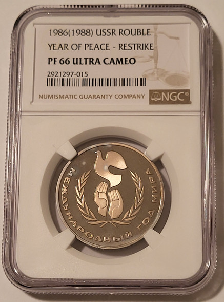 Russia-USSR-1988-rouble-year-of-peace-restrike-pf66-uc-ngc-a
