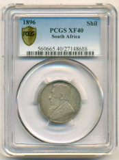 South Africa Silver 1896 Shilling XF40 PCGS Secure