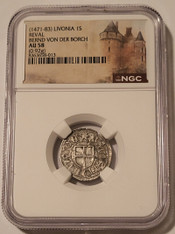 Livonia - Estonia - Bernd Von Der Borch (1471-83) Silver Schilling-au58-ngc-a