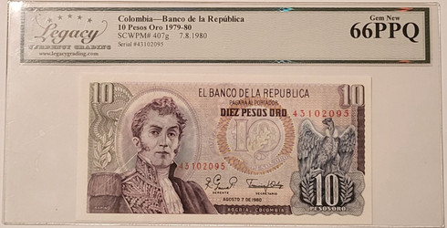 Colombia-1979-80-10-pesos-oro-note-66-ppq-legacy-a