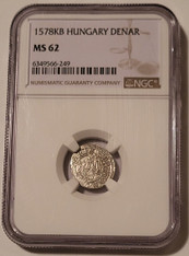 Hungary-1578-silver-denar-ms62-ngc-a