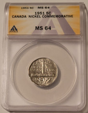 Canada-1951-commemorative-5-cents-ms64-anacs-a