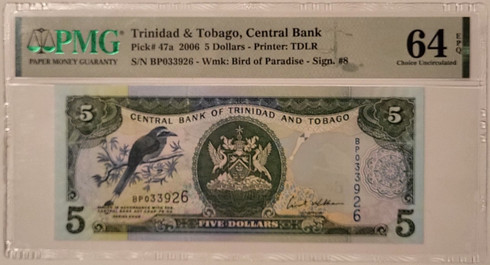 Trinidad-tobago-2006-5-dollars-bank-note-64-epq-pmg-a