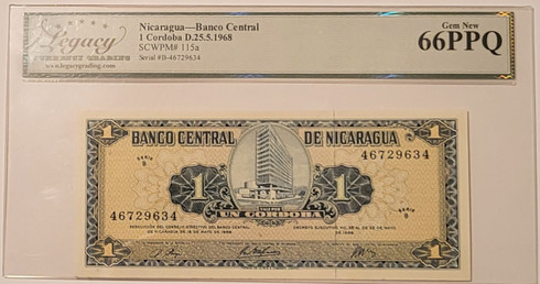 Nicaragura-1968-1-cordoba-bank-note-66-ppq-legacy-a