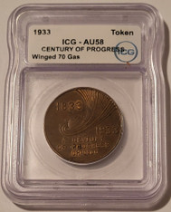 1933-johson-winged-gas-token-au58-icg-a
