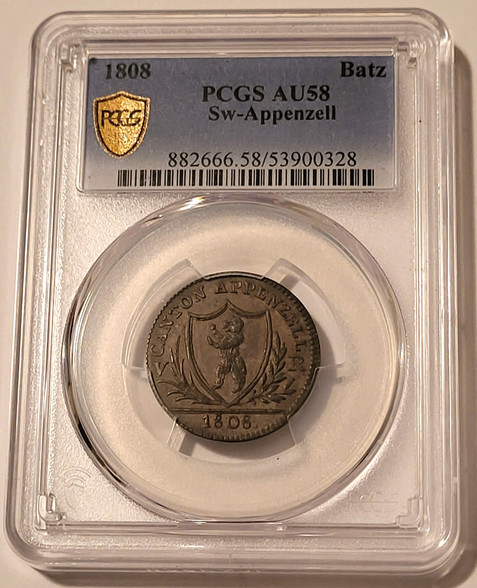 switzerland-appenzell-1808-batzen-au58-pcgs-gsh-a