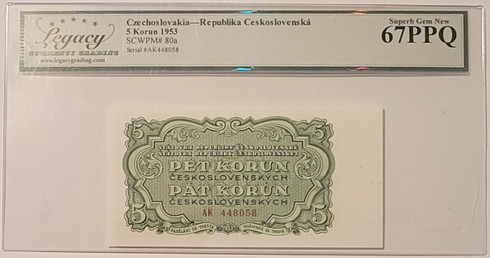 Czechoslovakia-1953-5-korun-note-67-ppq-legacy-a