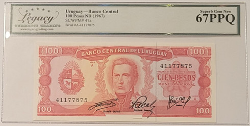 Uruguay-1967-100-pesos-67-ppq-legacy-a