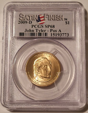 2009-d-john-tyler-dollar-sp68-satin-pcgs-a
