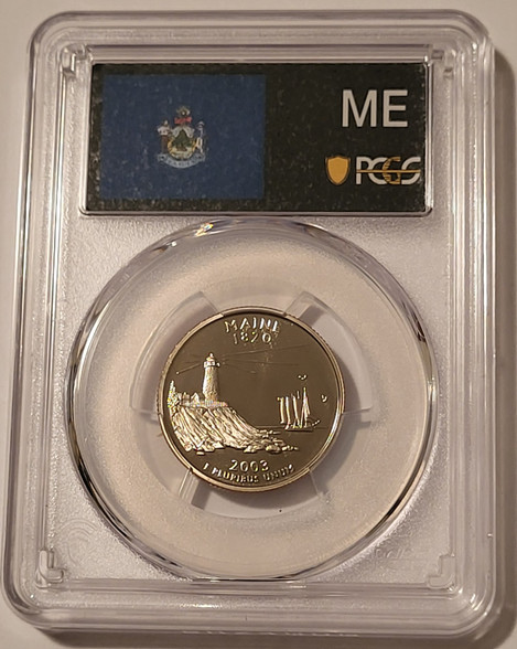 2003-s-clad-maine-state-quarter-pr70-dcam-pcgs-flag-a