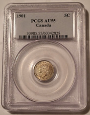 Canada-1901-silver-5-cents-au55-pcgs-a