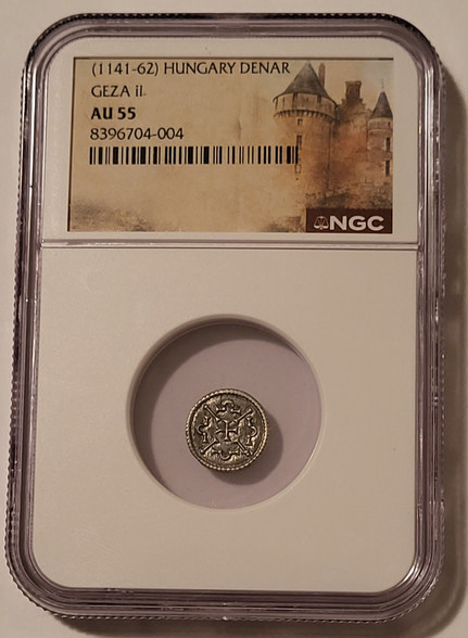 hungary-geza-2-silver-denar-au55-ngc-scarce-type-a