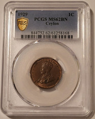 Ceylon-1929-cent-ms62-bn-pcgs-gsh-a