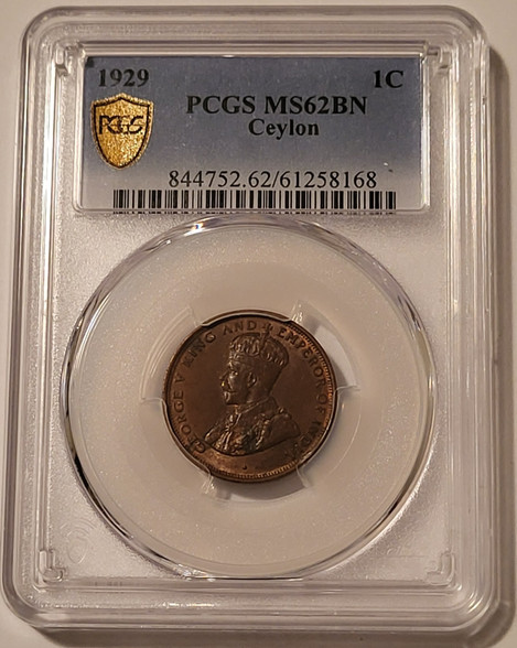 Ceylon-1929-cent-ms62-bn-pcgs-gsh-a